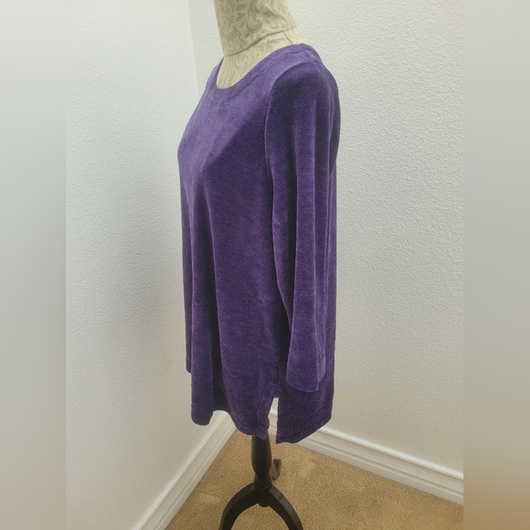 J.JILL WEAREVER CHENILLE KNIT A-LINE TUNIC NIGHTSHADE PURPLE - L - Picture 2 of 5